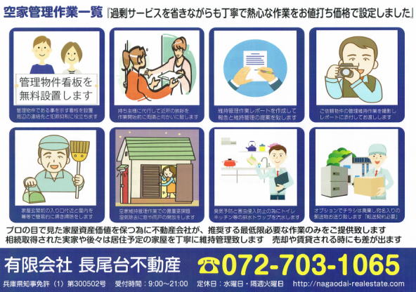 実家や空き家管理代行サービス・空家管理作業説明　大阪府・兵庫県です